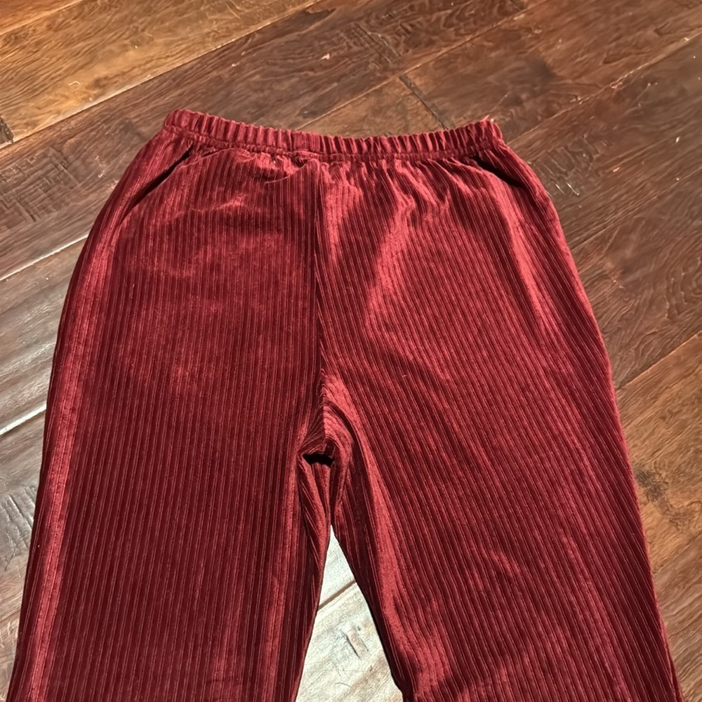 Urban Renewal pants pull on flare cut ribbed texture velvet like fabric sz med - Picture 8 of 9